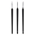 3Pcs Black Painting Liner Drawing Nail Brushes Design Flower Pen Manicure Tools